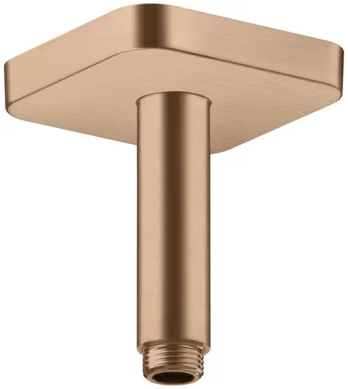 Deckenanschluss in Brushed Red Gold von AXOR, mit quadratischer Oberseite und einem vertikalen Anschlussrohr. Ideal für die Montage von Duschköpfen.